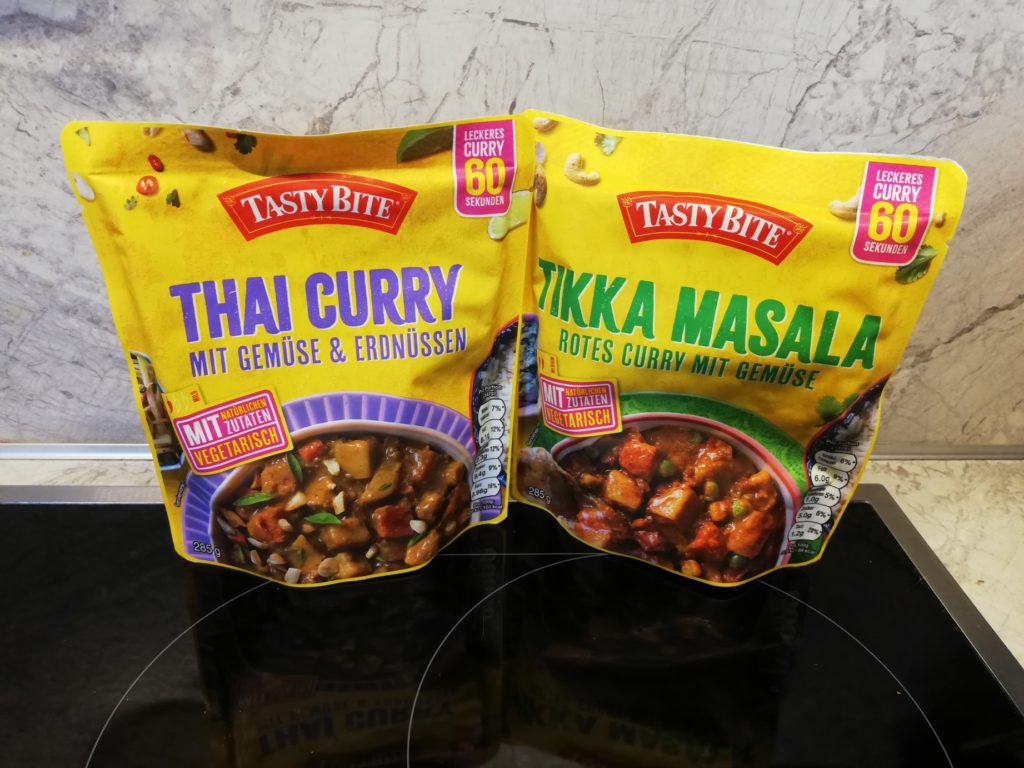 Thai Curry mit Erdnüssen und Tikka Masala von Tasty Bite