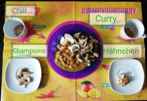 Curry mit Hühnchen und Champions