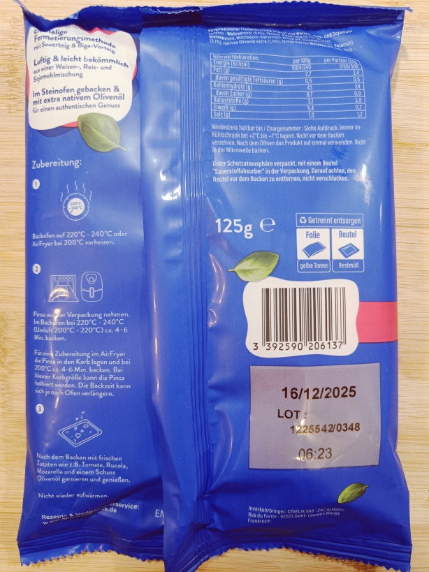Rückseite der Verpackung
