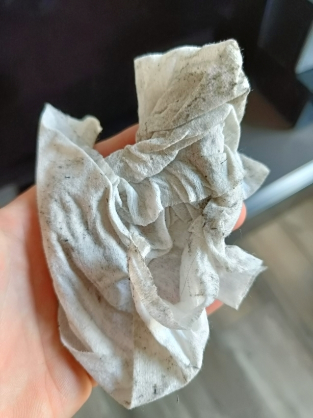 Der ganze Staub ist im Tuch