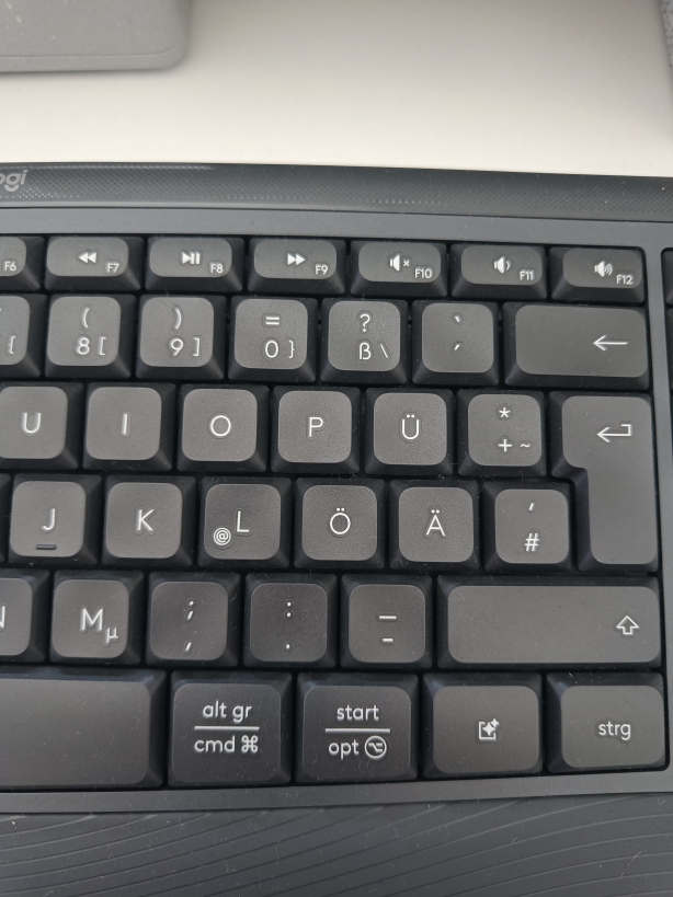 Mittlerer Bereich der Tastatur